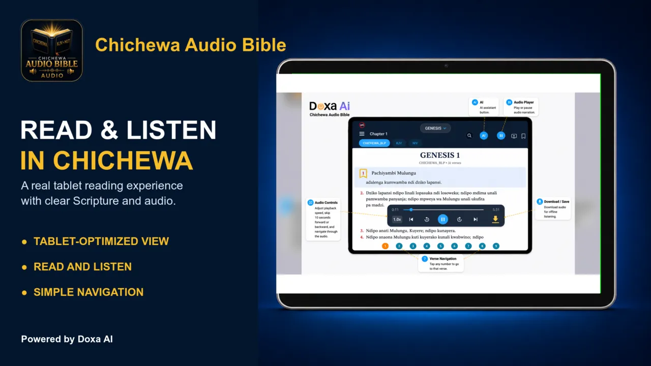 Chichewa Audio Bible tablet screenshot