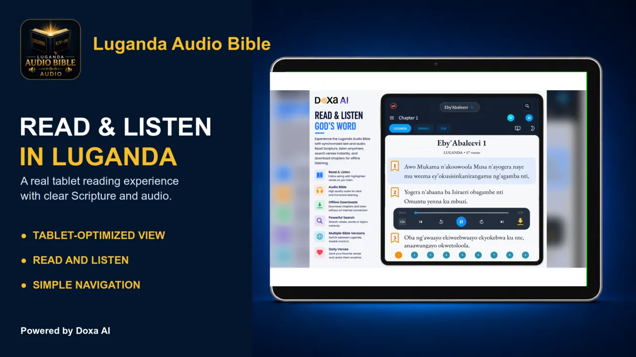 Luganda Audio Bible tablet screenshot
